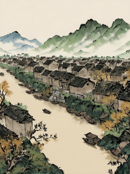 SD3.5 Chinese Scene Ink Painting Style