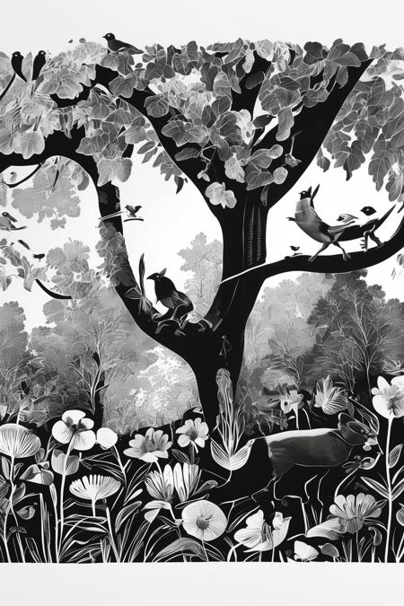 An abstract forest animal style, monochromatic - tangbohu 39