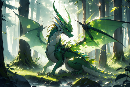 Four different styles of dragons by Dalle3