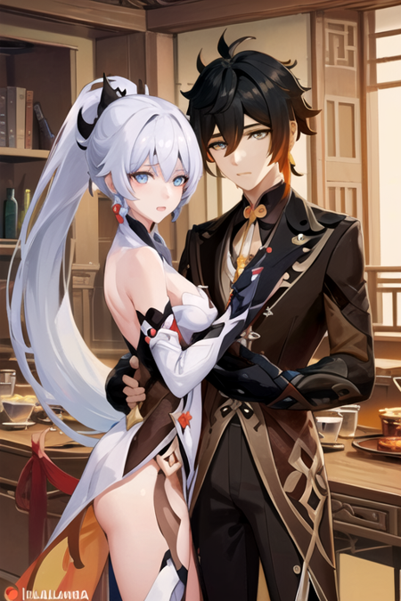 Zhongli x Kiana Kaslana (Genshin Impact x Honkai Impact 3rd)