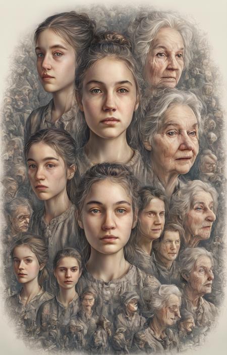 A multi face style, perhaps arranged according to age - tangbohu [SDXL] 55