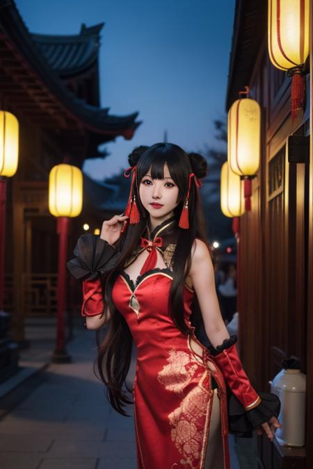 时崎狂三 新春旗袍-红黑 tokisaki kurumi chinese clothes-red&black