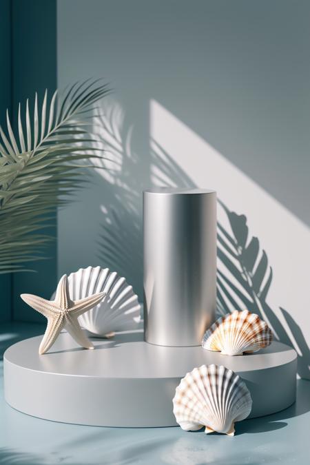 【E-commerce background】 Fresh and clean art style product empty display booth no human