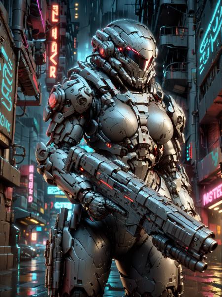 Neon Cyberpunk Heavy Combat Armor SDXL