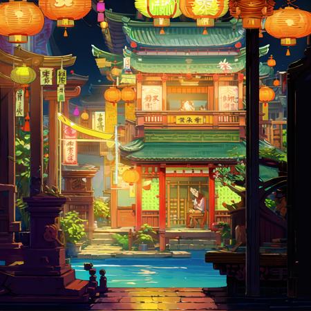 灯火辉煌的小镇