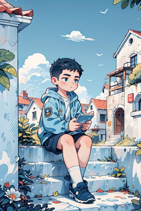 kk-boy | 短发少年扁平绘画风格