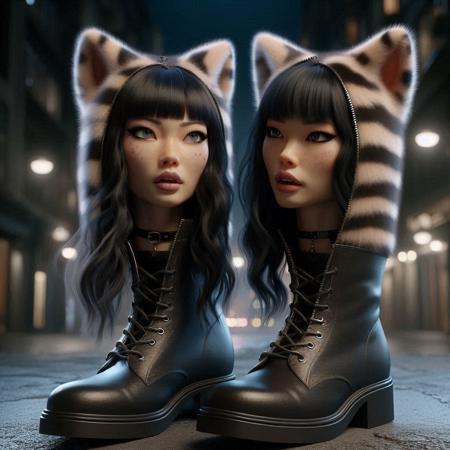 Neko Goth Girl on Feet