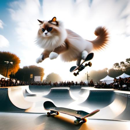 (HotShotXL Video) Skateboarding Flame Point Ragdoll Cats aka skatebingbing版本v1.0 (ID: 198220)