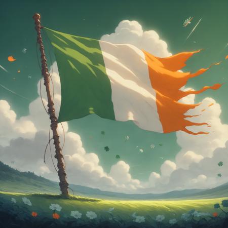 Flag of Irland in Ghibli Style