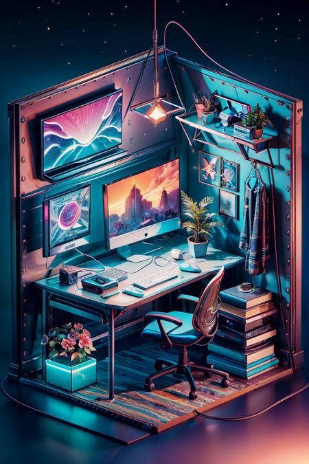 Isometric Neon (Building and Interior) [SDXL & SD1.5]