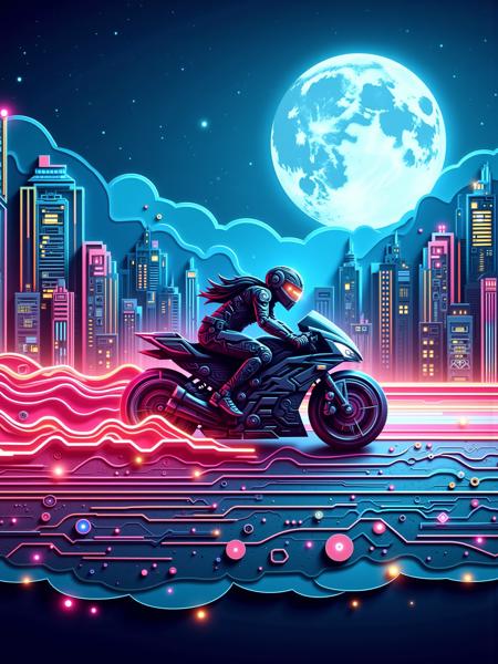 Neon Cyberpunk Papercut - FLUX & SDXL