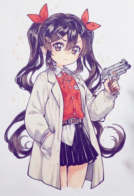 针对T-ponynai3 v6的 马克笔画在纸上效果Lora