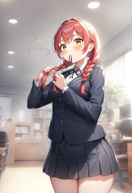 tying hair / adjusting hair / 編みかけ