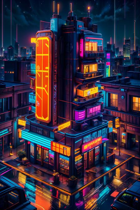 Isometric Neon (Building and Interior) [SDXL & SD1.5]版本v1.0 (ID: 496264)