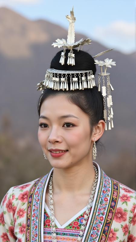 贵州肇兴侗寨的侗族少女服饰