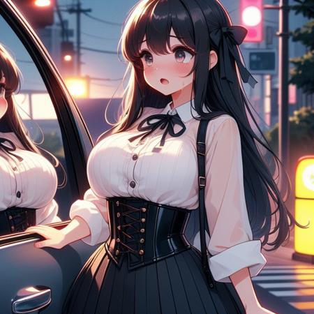 girl like car glass / showcase glass