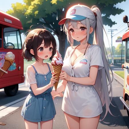 girl like  ice cream truck / ice cream machine