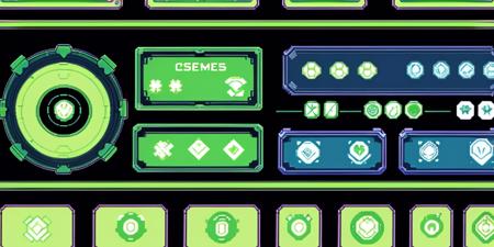 HEZI flat panel pixel game ui