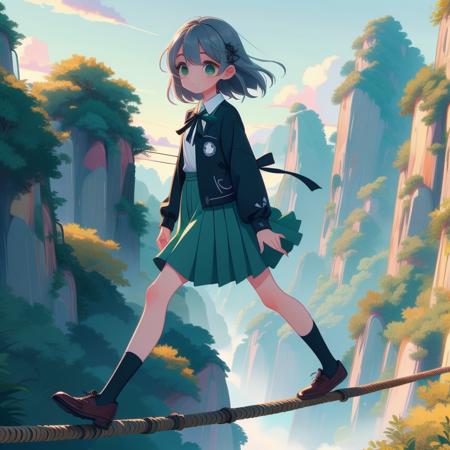 girl like climb mountain / tightrope