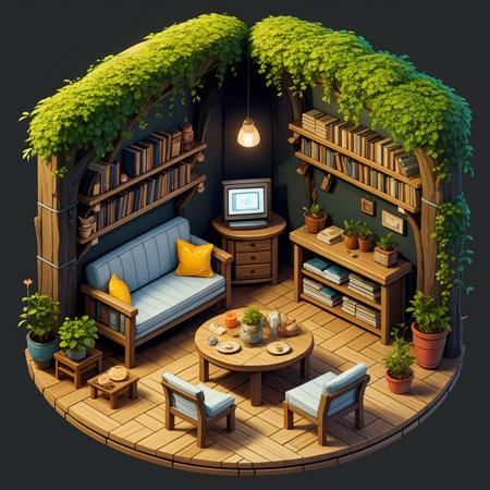 HEZI_45 degrees indoor cute game scene