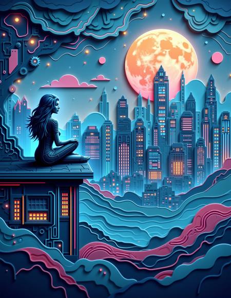 Neon Cyberpunk Papercut - FLUX & SDXL