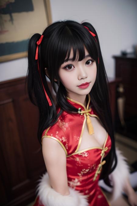时崎狂三 旗袍-红 tokisaki kurumi chinese clothes-red