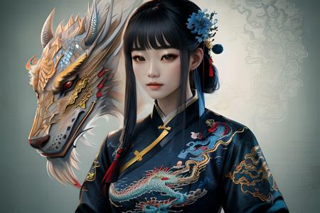 chinese dragon-中国龙/ Chinese Loong-Eastern Dragon版本Molong v2.0 --彩色版--colorful (ID: 25766)