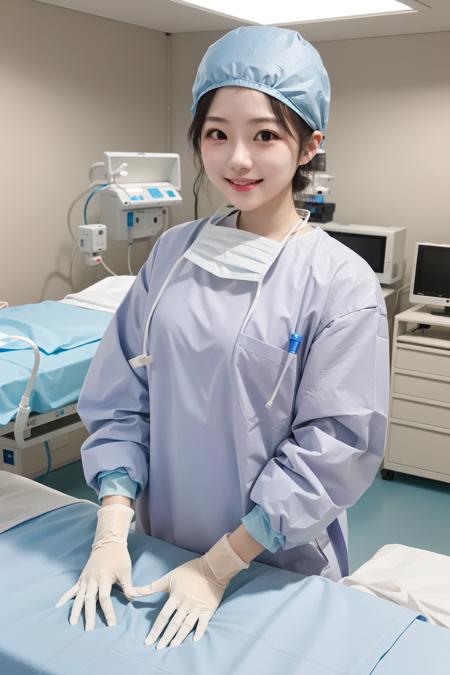 Female Surgeon / Surgical Nurse Taking Off Mask