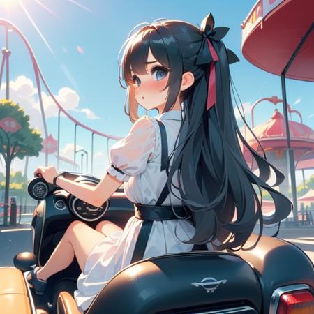 girl like mini car / driving cabrio