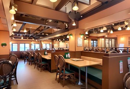 ファミレスSの店内 / Inside a family restaurant S / SDXL