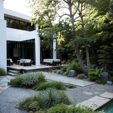 The back garden of the villa