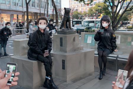 ハチ公前（渋谷） Bronze statue of Hachiko in front of Shibuya Station, TOKYO SD15
