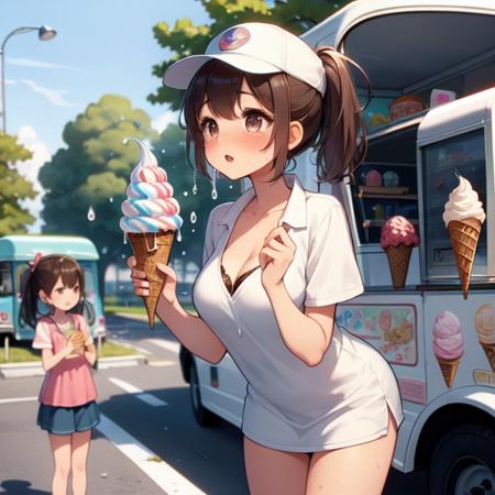 girl like  ice cream truck / ice cream machine