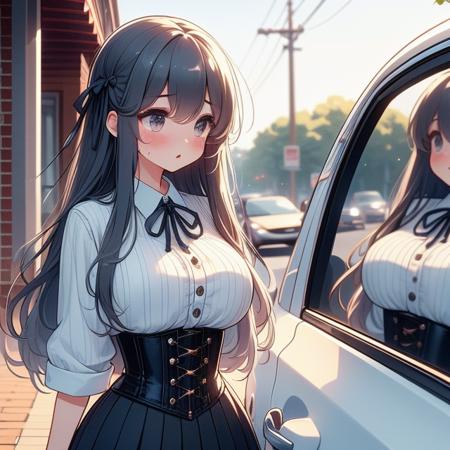 girl like car glass / showcase glass