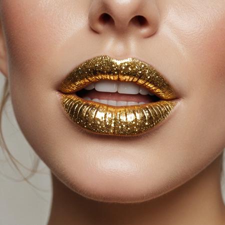 Golden Glitter Lips