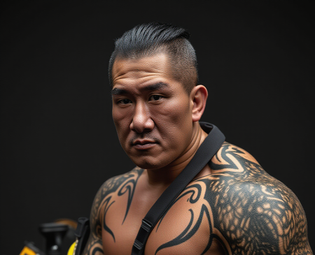 Strong Asian male athlete