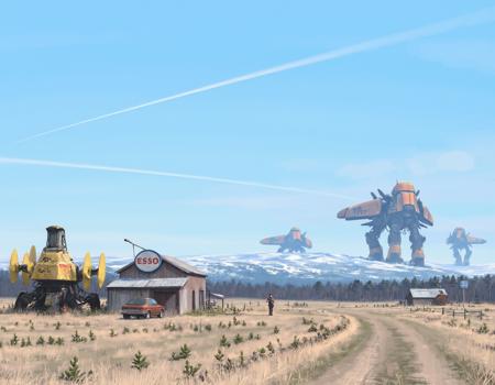 Rural Sci-fi - Digital Painting - Simon Stålenhag Style
