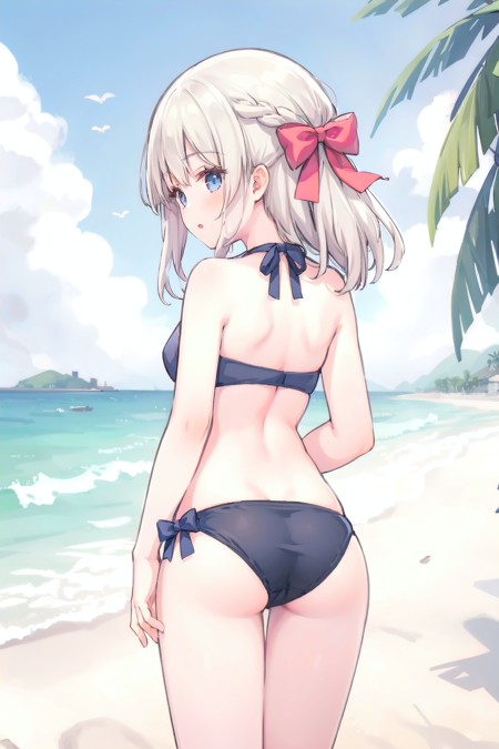 braid hair with ribbon版本ribbon behind hair (ID: 210305)