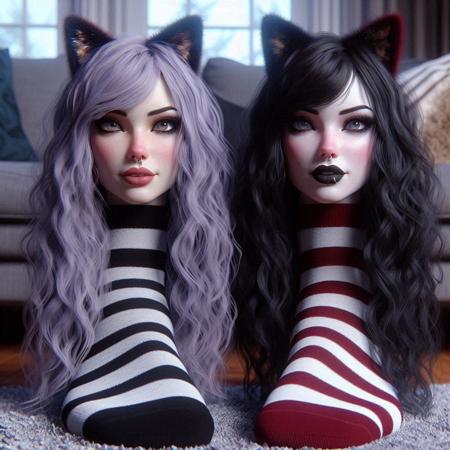 Neko Goth Girl on Feet
