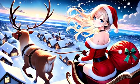 girl like reindeer sleigh