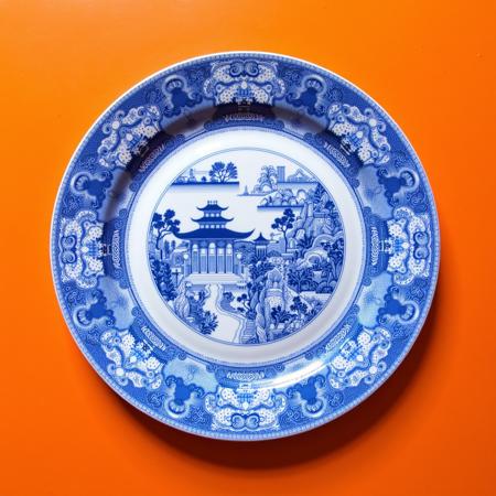 Blue Willow Plate Art