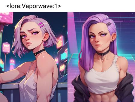 Vibrant Vaporwave Style - PonyXL