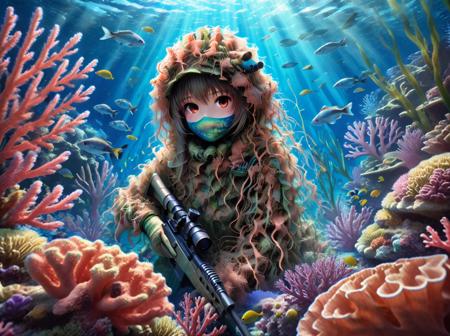 Ghillie suit  clothing LoRA [FLUX+XL+Pony]