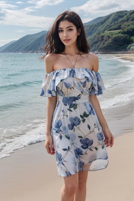 Off Shoulders Flower Print Dress By Stable Yogi