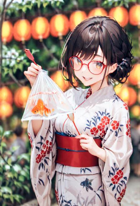 金魚袋 bagged goldfish SDXL