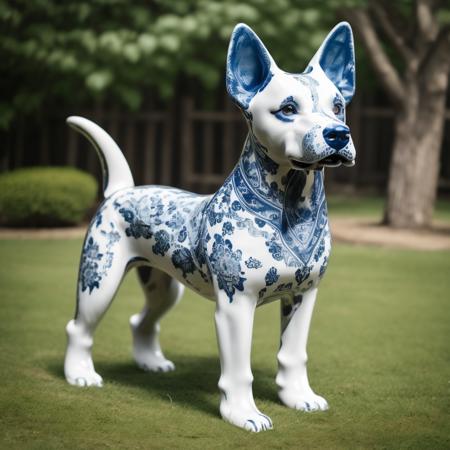 Realistic blue and white porcelain art style