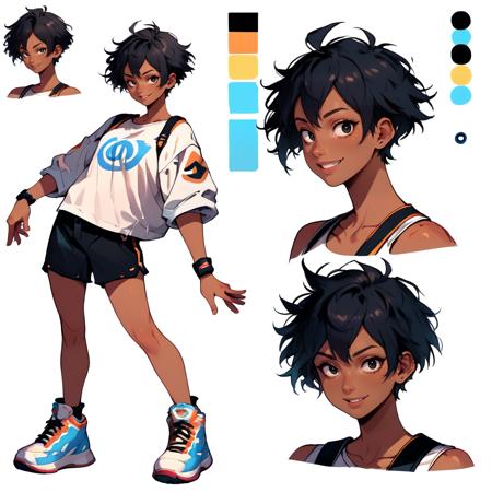 Character Design Sheet (HELPER) (3-PERSPECTIVES)+(COLOR PALETTE) - Illustrious XL | FLUX | XL PONY | SD 1.5 - by YeiyeiArt
