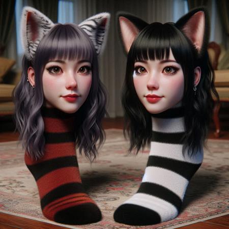 Neko Goth Girl on Feet
