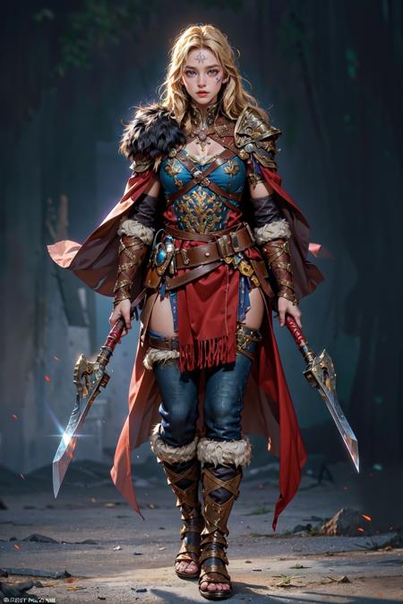 Viking warrior holding axes