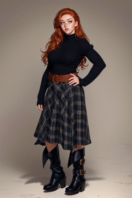 Grunge Plaid Skirt & Sweater